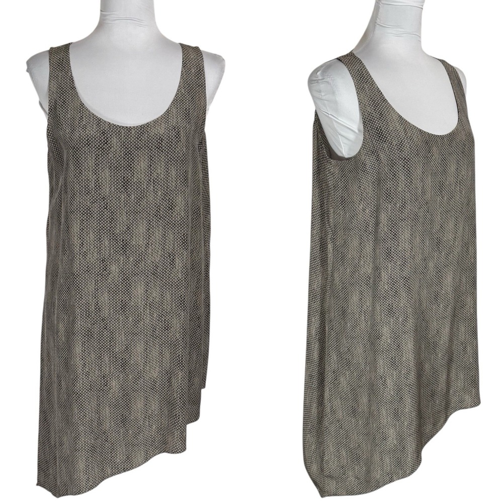 Eileen Fisher Asymmetrical Silk Top Size S Georgette Crepe Tunic Relaxed Neutral